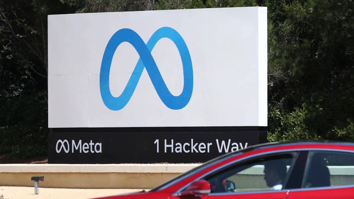 Meta's logo outside of the company's headquarters