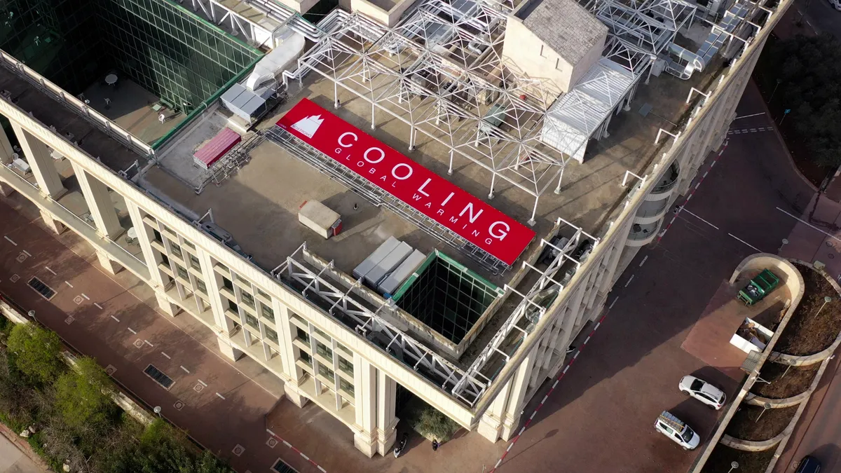 Nostromo Energy's IceBrick thermal energy storage system atop building's roof.